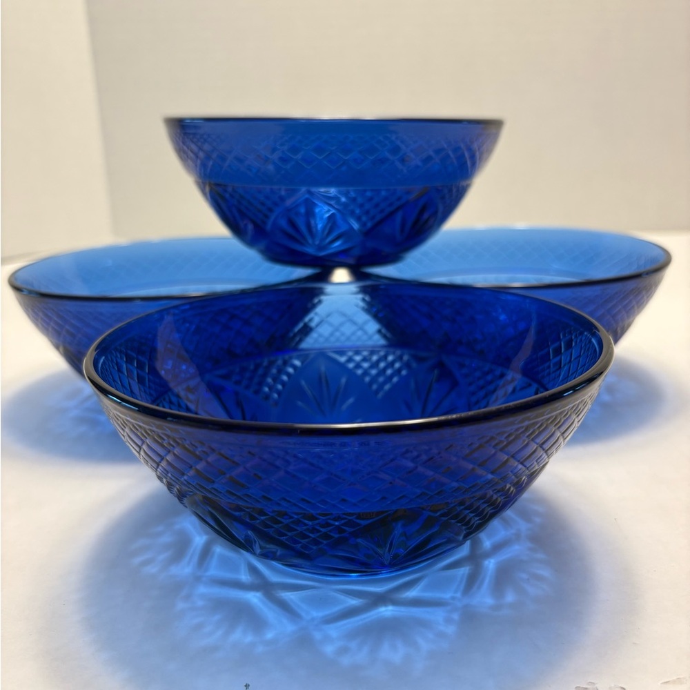 Vintage Set of Blue Glass Bowls